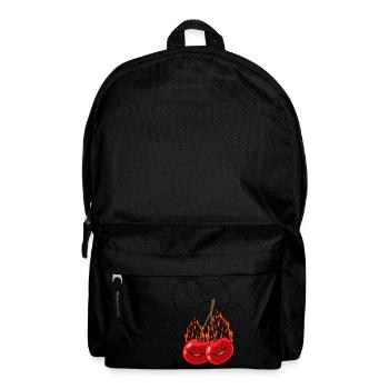fiery cherries cherry hot fruit hearts - Backpack - black - Front
