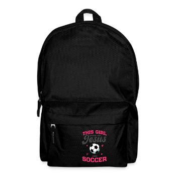 Fußballspieler This Girl Runs On Jesus And Soccer - Rucksack - Schwarz - Vorne