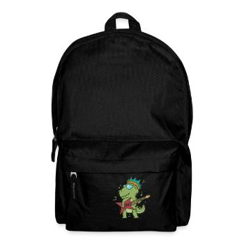 Kleiner T-Rex Dino spielt Rockgitarre - Rucksack - Schwarz - Vorne
