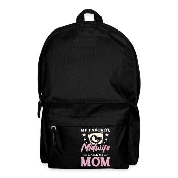 My favorite midwife calls me mom - Rucksack - Schwarz - Vorne
