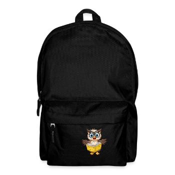 Cute owl with nerd glasses reading a book - Backpack - black - Front