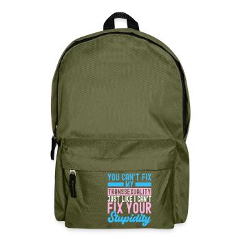 Transgender Trans LGBTQ - Backpack - olive green - Front
