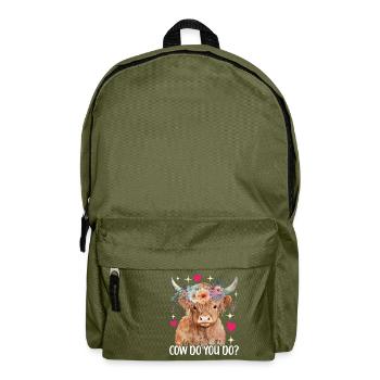 Highland Cow Hochlandkuh - Rucksack - Olivgrün - Vorne