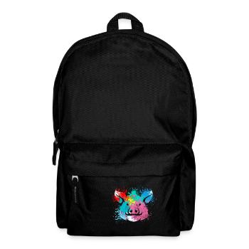 Colorful Splash Art Farm animals pig head - Backpack - black - Front