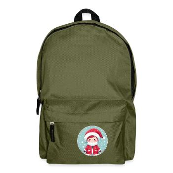 Père Noël garçon Illustration Noël drôle - Sac à dos - vert olive - Devant