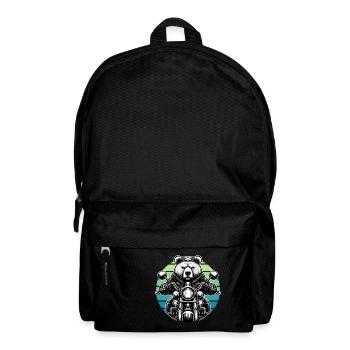 Motorrad Motorradfahrer Biker Grizzly Bär lustig - Rucksack - Schwarz - Vorne