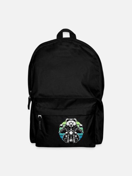 Motocycliste Motard Motard Grizzly Bear Drôle - Sac à dos - noir