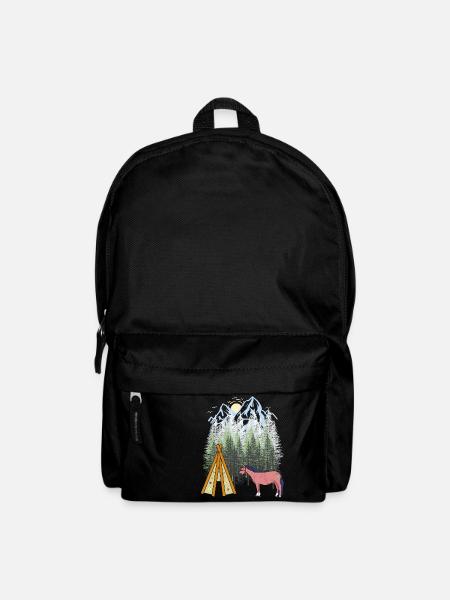 Schamanen Pferd Tipi Gebirge Berge Wald Natur USA - Rucksack - Schwarz