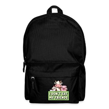 Kuh Schwein Happy Friends Design für Veganer - Rucksack - Schwarz - Vorne
