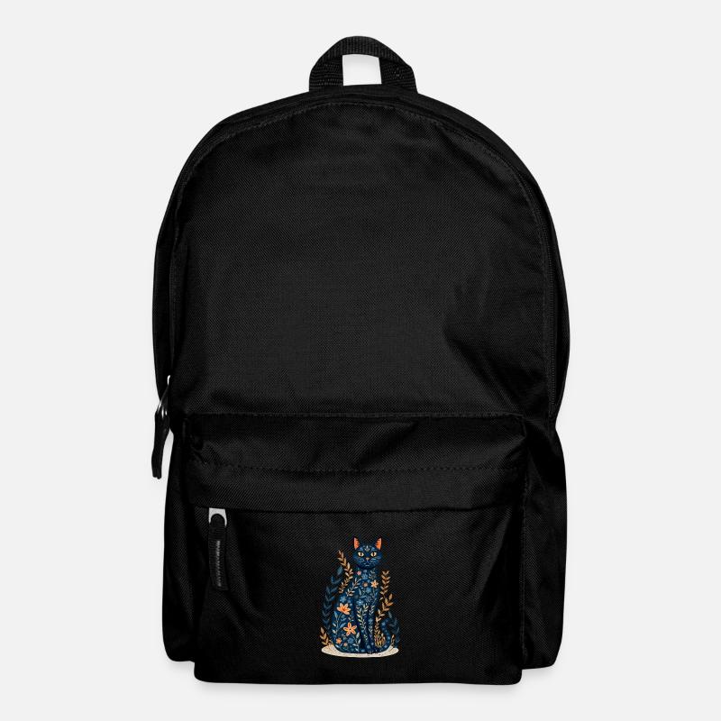 Blumige Katze - Rucksack - Schwarz