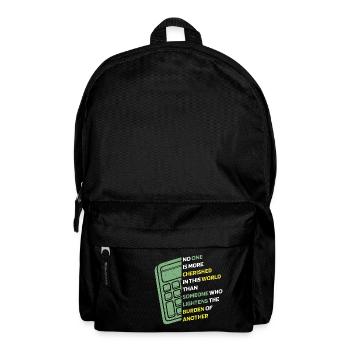 Niemand wird auf dieser Welt mehr geschätzt Spruch - Rucksack - Schwarz - Vorne