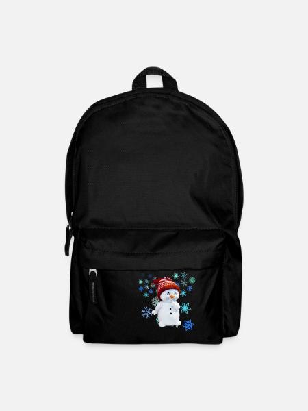 Schneemann mit Schneeflocken - Rucksack - Schwarz