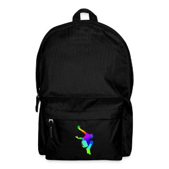 Coureur de parkour arc-en-ciel coloré dans le sport backflip - Sac à dos - noir - Devant