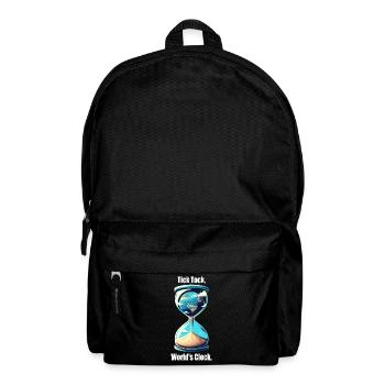 "Tick Tock, World's Clock" - Erde in Sanduhr - Rucksack - Schwarz - Vorne