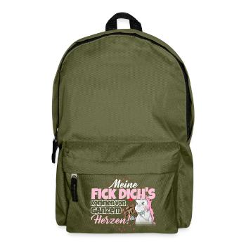 Einhorn - Fick Dich - Rucksack - Olivgrün - Vorne