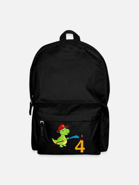 Fire Department Dino 4 Birthday - Backpack - black
