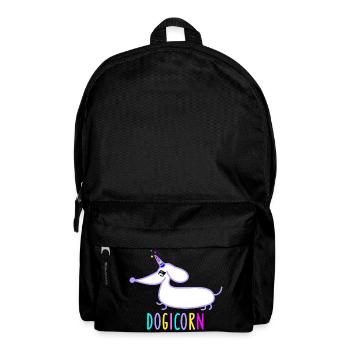Dackel als Einhorn (b) - Rucksack - Schwarz - Vorne