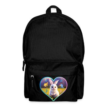 Lapin et oiseaux dans cœur musical - Sac à dos - noir - Devant
