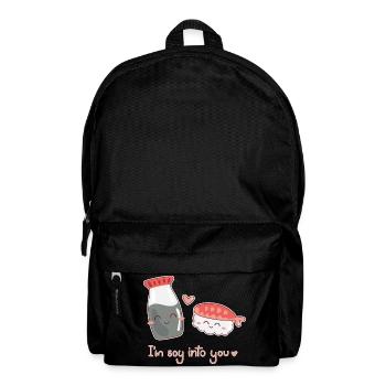 Sushi Soy Sauce Love Valentine's Day Couple Prawn - Backpack - black - Front
