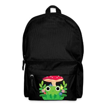 Cute Cottagecore Frog With Flowers and Mushroom - Backpack - black - Front