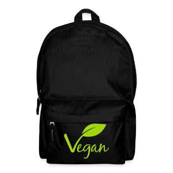 Vegan mit einem Blatt für Veganer und Vegetarier - Rucksack - Schwarz - Vorne