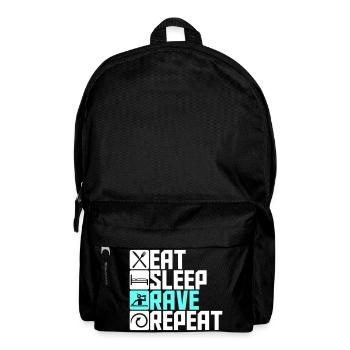 Eat Sleep Rave Repeat Essen Schlafen Raven Spruch - Rucksack - Schwarz - Vorne