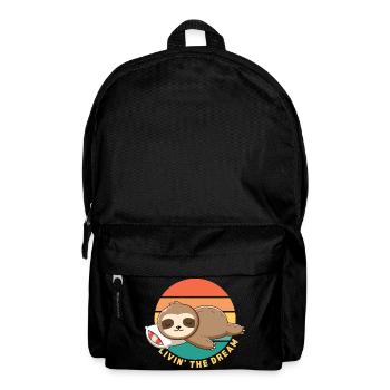 Funny Happy Lazy Sleeping Sloth Livin' the Dream - Backpack - black - Front