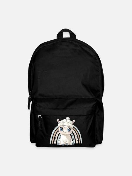 Alpaka Süß Niedlich Baby Kinder Tier Lama Cartoon - Rucksack - Schwarz