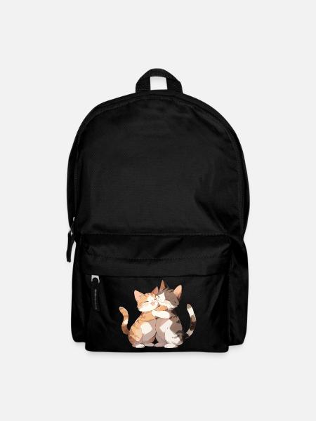 Katzen Liebe Umarmung Kuscheln Herz Süß Niedlich - Rucksack - Schwarz