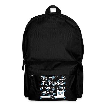 Pharmacy Cat Pills to Purrs Blue-White - Backpack - black - Front