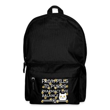 Pharmacy Cat Pills to Purrs yellow-white - Backpack - black - Front