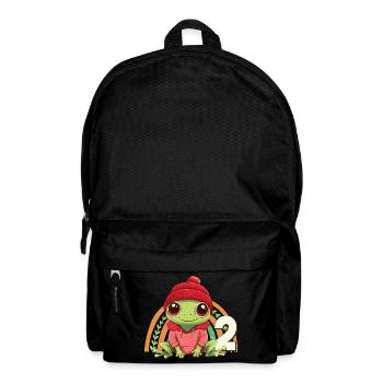 2nd Birthday Frog Rainbow Cute Cute - Backpack - black - Front