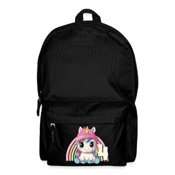 4ème anniversaire Licorne Arc-en-ciel Mignon Mignon - Sac à dos - noir - Devant