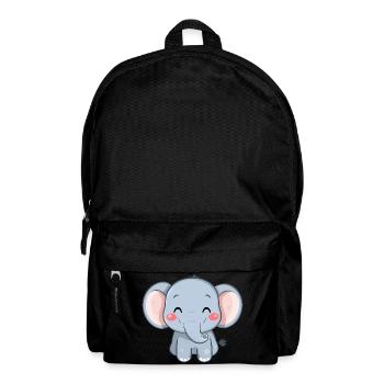 Cute Happy Elephant - Adorable Cartoon - Backpack - black - Front