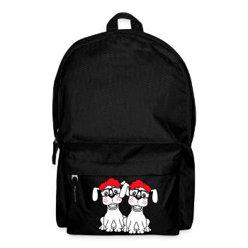 2 Hunde Nerd Hornbrille Geek Zahnspange Schlau - Rucksack - Schwarz - Vorne