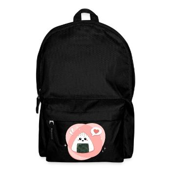 Kawaii Onigiri in pink rosa mit Herz - Rucksack - Schwarz - Vorne