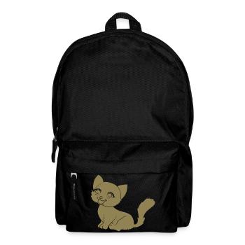 Cute Cat Cartoon Silhouette Minimalist - Backpack - black - Front