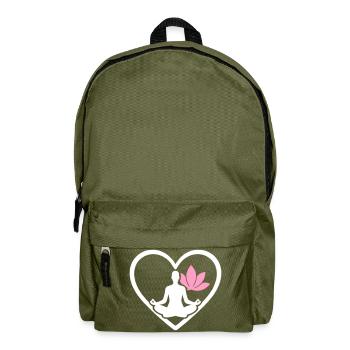 Yoga Coeur Femme Silhouette Lotus Bien-être - Sac à dos - vert olive - Devant