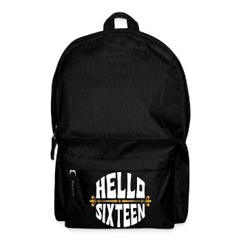 Hallo Sixteen Vintage Geburtstags-Tee - Rucksack - Schwarz - Vorne