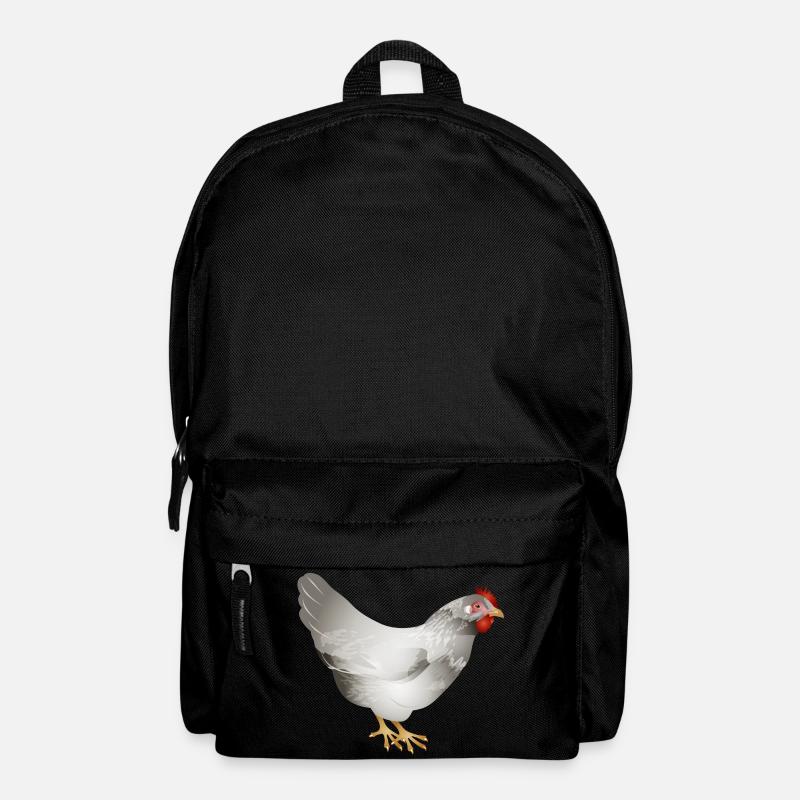 Hand drawn white chicken in illustration - Backpack - black