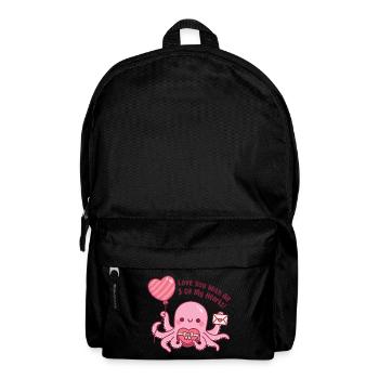 Süßer pinker Oktopus Ich liebe dich mit all meinen drei Herzen - Rucksack - Schwarz - Vorne