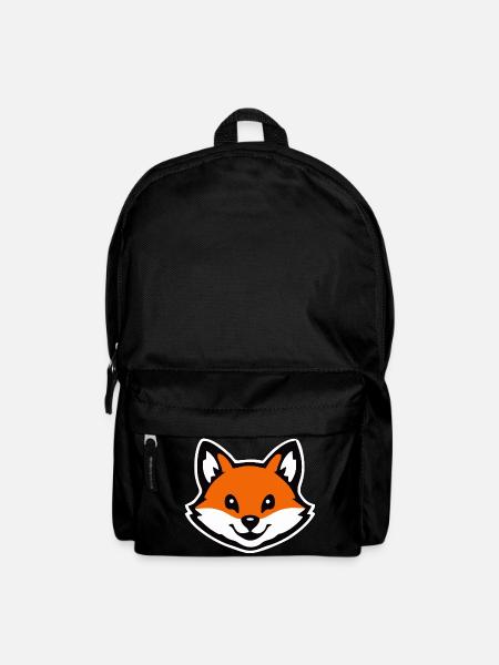 Fox Face Sticker Cartoon - Backpack - black