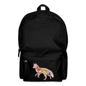 Fuchs Aquarell Silhouette Blumen - Rucksack - Schwarz - Vorne