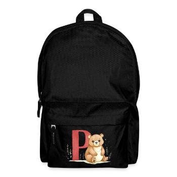 Bear with letter P - Backpack - black - Front