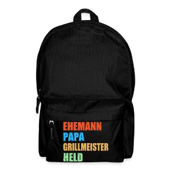 BQ Papa Vater Grillmeister Held Humor - Rucksack - Schwarz - Vorne