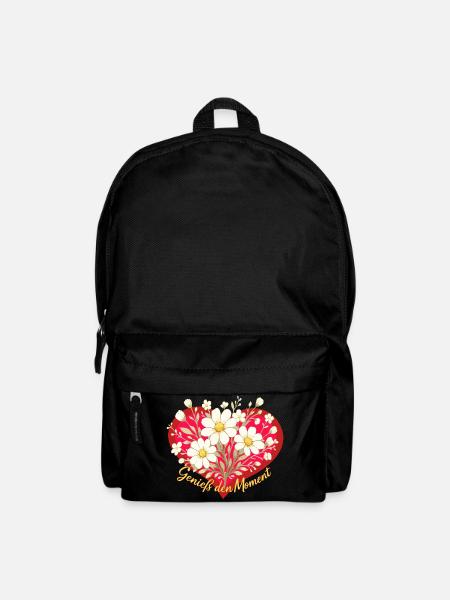 Genieß den Moment Blumenherz - Rucksack - Schwarz
