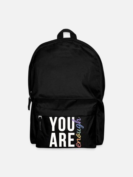 You Are Enough Typografie Regenbogen Pride - Rucksack - Schwarz
