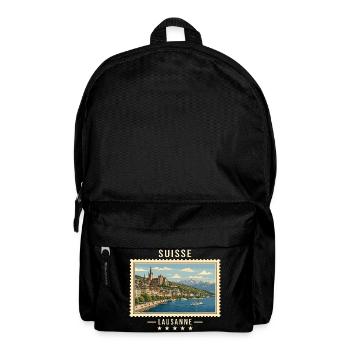 Schweiz Lausanne Vintage Reisemarke - Rucksack - Schwarz - Vorne