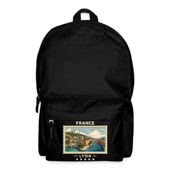Frankreich Lyon Vintage Reisemarke - Rucksack - Schwarz - Vorne