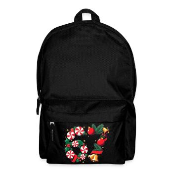 Peppermint Wreath Holiday Cheer - Backpack - black - Front